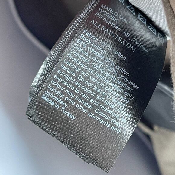 AllSaints All Saints Marlo Mac Trench Coat Belted Long Jacket Button Solid - Picture 11 of 11